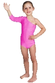 BODY DANZA LYCRA MONOSPALLA MANICA TRE QUARTI FUCSIA BABY